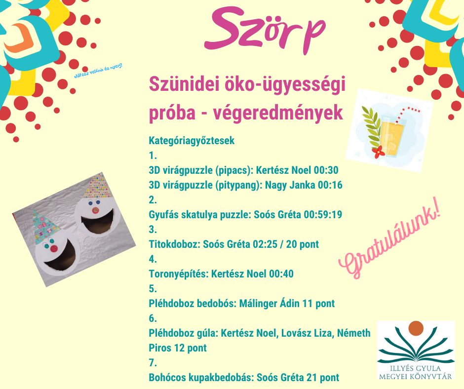 SZÖRP Szünidei öko-ügyességi próba – Eredményhirdetés