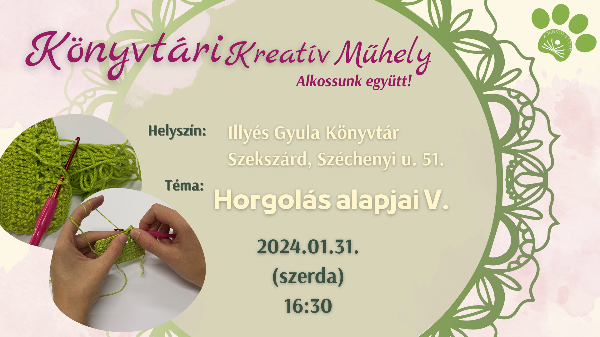 Könyvtári Kreatív Műhely – Horgolás alapjai V.